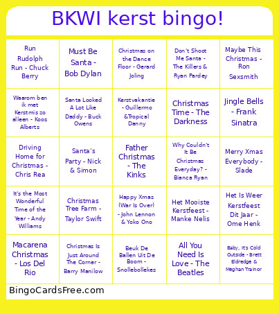 BKWI Kerst ! Bingo Card