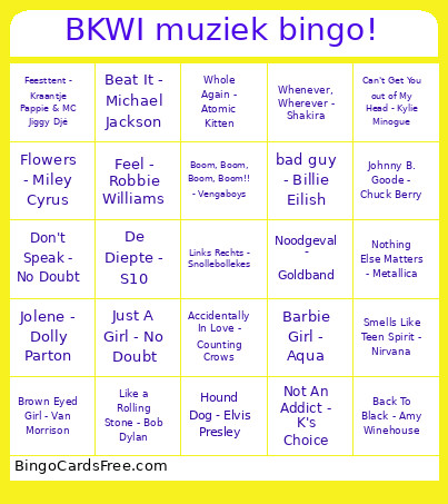 BKWI Muziek ! Bingo Card