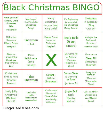 Black Christmas Bingo Card