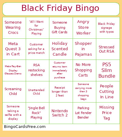 Black Friday Bingo Card 4