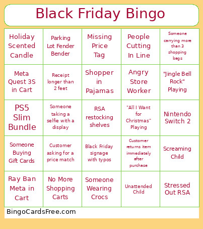 Black Friday Bingo Card 3