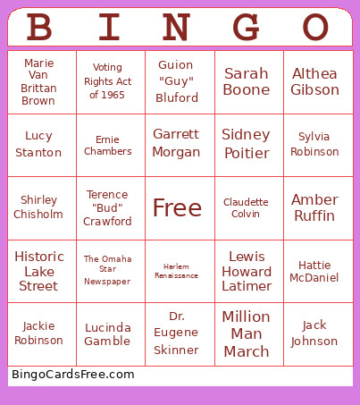 Black History Bingo Card 2
