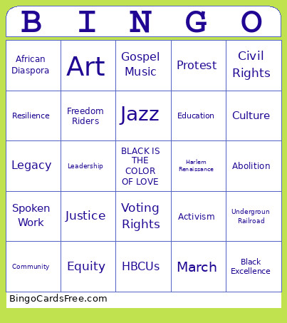 Black History Bingo Card