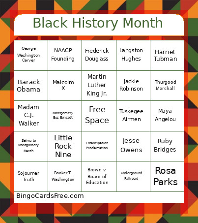 Black History Month Bingo Card