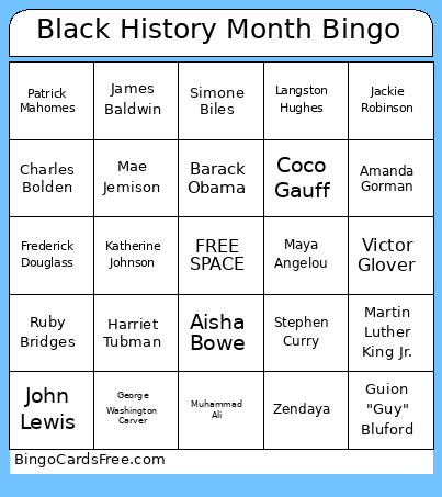 Black History Month Bingo Card