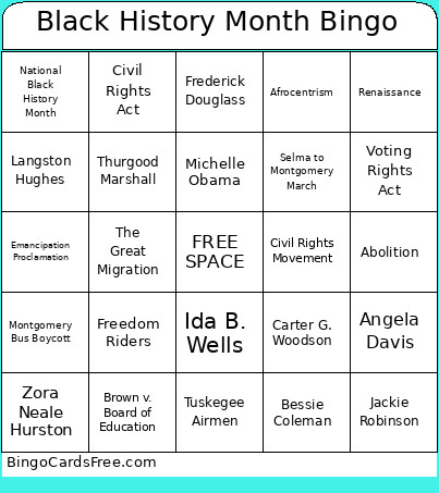 Black History Month Bingo Card 3