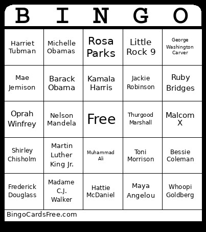 Black History Month Bingo Card 2