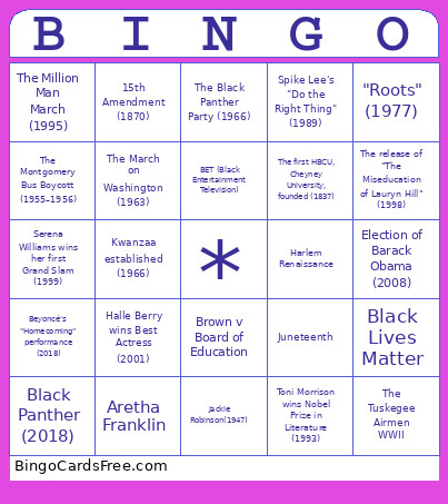 BLACK HSITORY Bingo Card