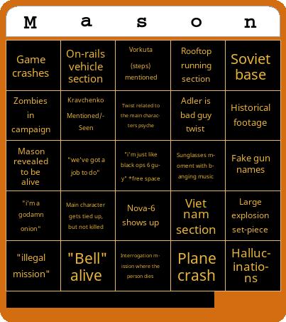 Black Ops 6 Bingo Cards Free Pdf Printable Game, Title: Mason