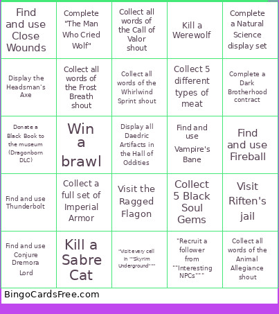 Black Out Bingo Card