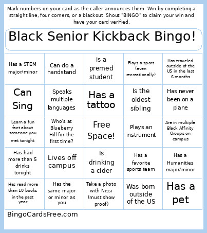 Black Senior Kickback ! Bingo Card