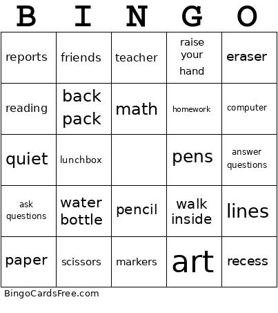 Blank Bingo Card