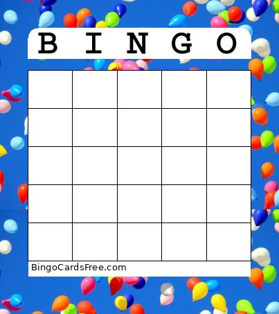 Blank Bingo Card Balloons