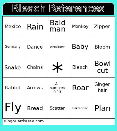 Bleach References Bingo Card