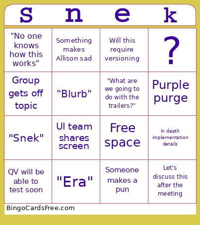 Blehblehbleh Bingo Card