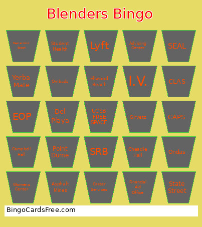 Blenders Bingo Card