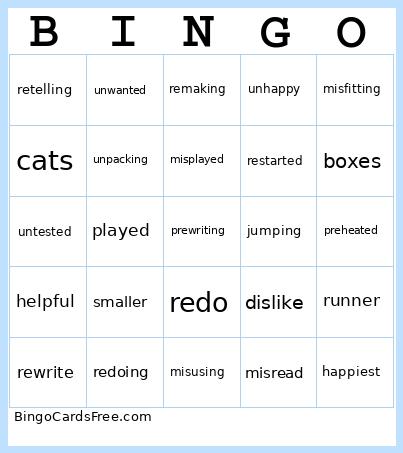 Blends And Diagraphs Bingo Card