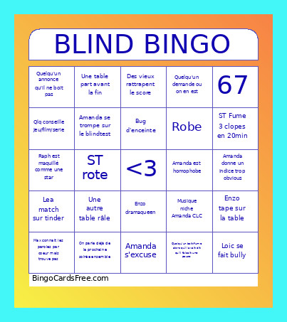 Blind Bingo Card