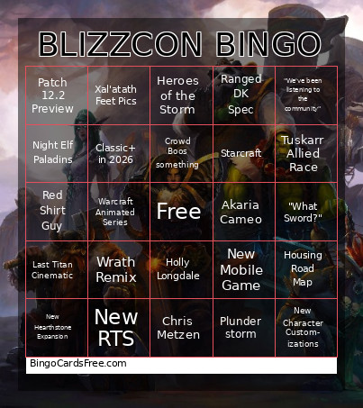 BLIZZCON Bingo Card