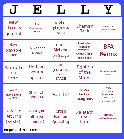 Blizzcon Jelly Bingo Card