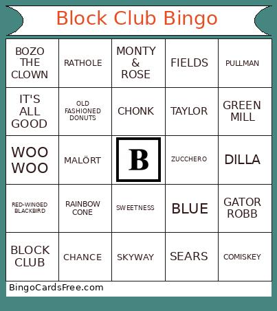Block Club Bingo Card