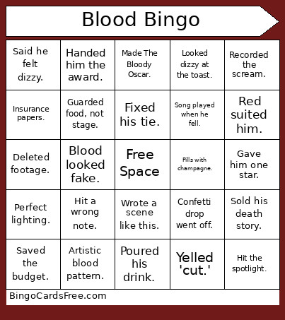 Blood Bingo Card