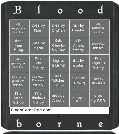 blood2 Bingo Cards Free Pdf Printable Game, Title: 