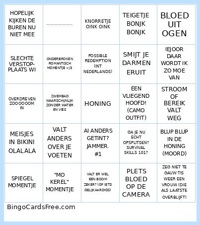 Bloodandhoney Bingo Card