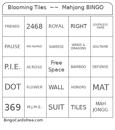 Blooming Tiles ~~ Mahjong Bingo Card