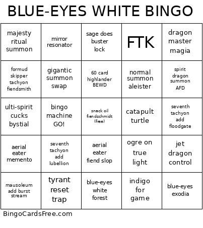 BLUE-EYES WHITE Bingo Card