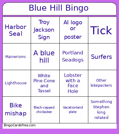 Blue Hill Bingo Card