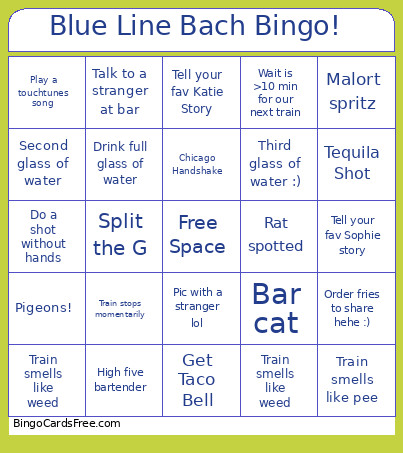 Blue Line Bach ! Bingo Card
