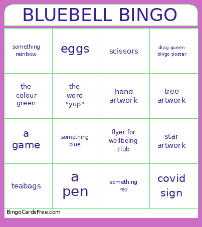 BLUEBELL Bingo Card