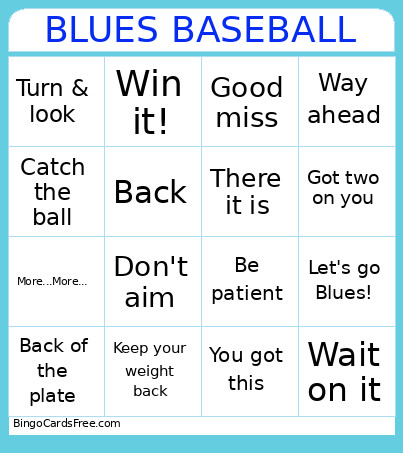 Blues Baseball Bingo Card