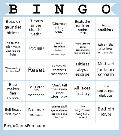 BlueSR TE Bingo Card