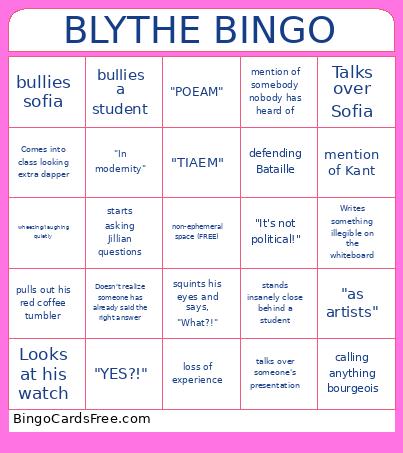 Blythe Bingo Card