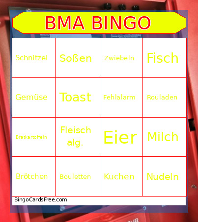 BMA Bingo Card