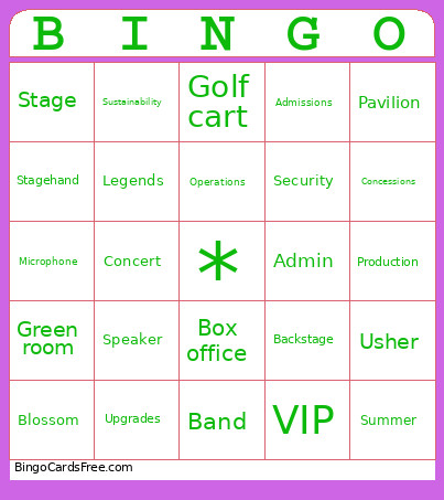 BMC Bingo Card