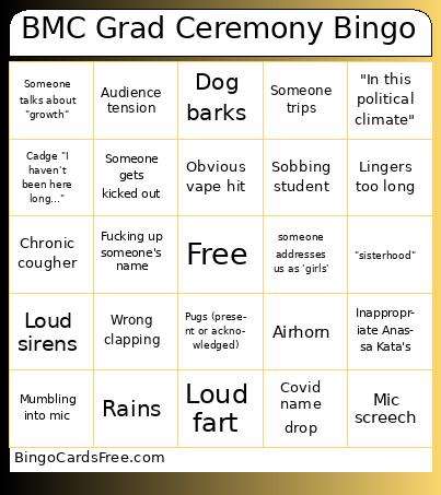 BMC Grad Ceremony Bingo