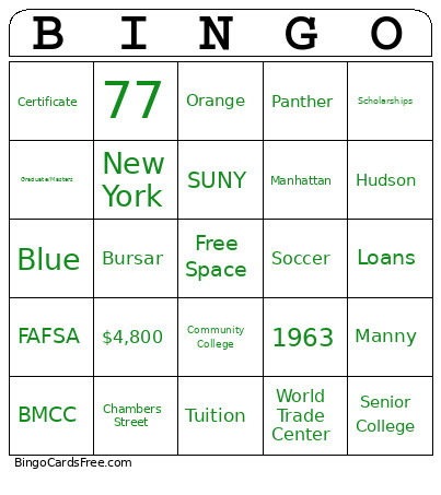 BMCC Explorers 2 Bingo Card