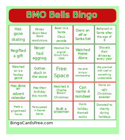 BMO Bells Bingo Card