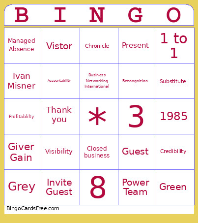 Bni Bingo Card