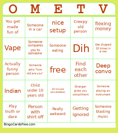 Bnmghmgh Bingo Card