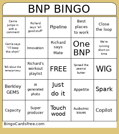 BNP Bingo Card