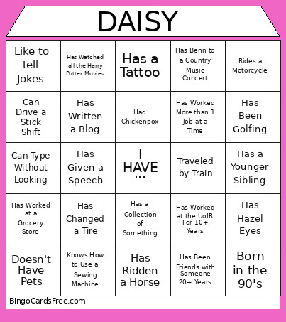 BOARD 3 Bingo Card 2