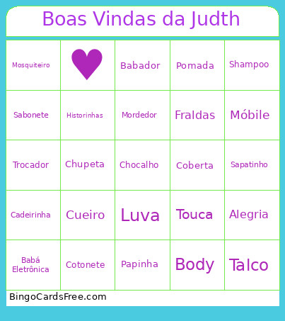 Boas Vindas Da Judth Bingo Card