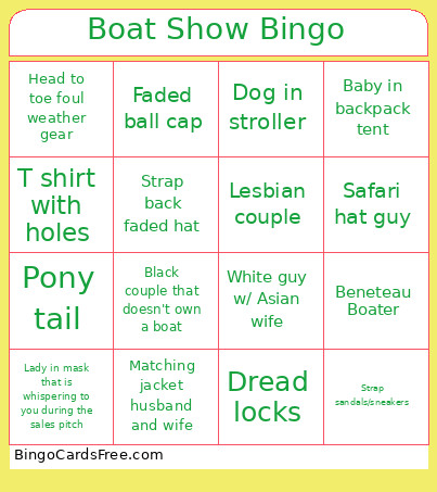 Boat Show Bingo Card