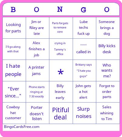 BOB BAXEY BONGO Bingo