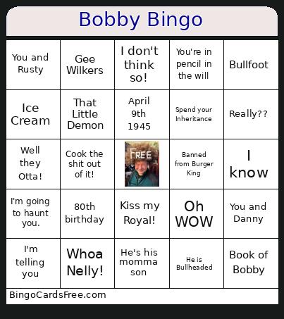 Bobby Bingo Card