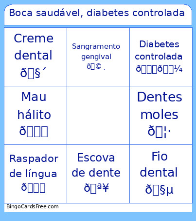 Boca Saudável, Diabetes Controlada Bingo Card